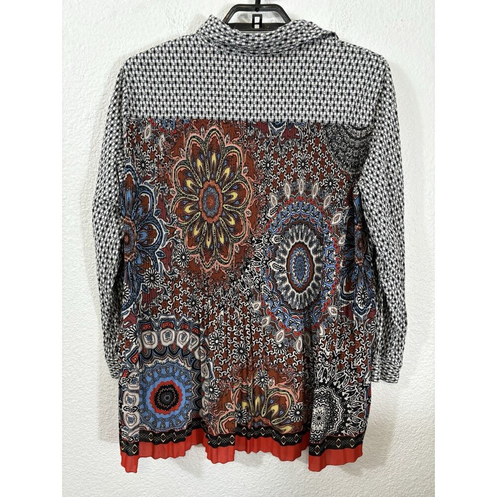 John Mark Top Womens Size XL Cotton Plaid Floral Multicolor‎ Long Sleeve